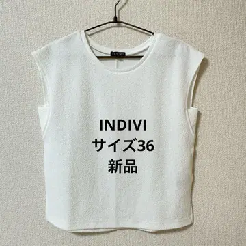 INDIVI 컷소 슬리브리스 상의 화이트 반팔 M