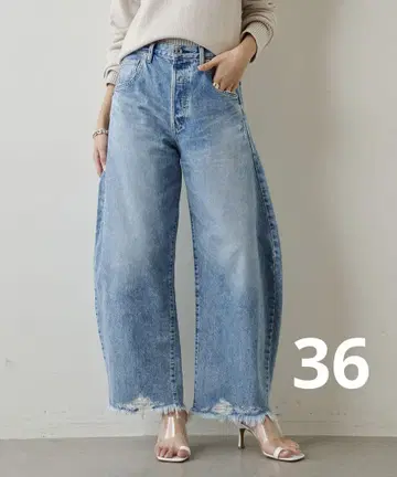 새상품급 whim Gazette 라인 커브 데님 블루 사이즈 36