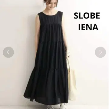 SLOBE IENA 백 디자인 티어드 원피스 블랙