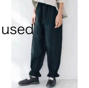 used kazumi 사만사 모스모스 린넨 밑단 프릴 팬츠 블랙