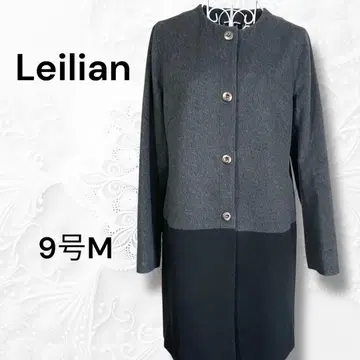Leilian 레리안 울 코트 블랙 다크 그레이 깔끔핏 9호 M