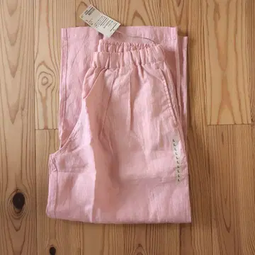 MUJI 린넨 이지 와이드 팬츠 핑크