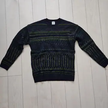 ZARA 다크 블루 그린 스트라이프 니트 M