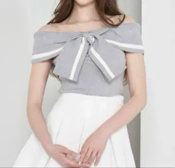 Darich 다리치 빅 리본 오프숄 니트탑
