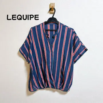 LEQUIPE 실크 린넨 스키퍼 블라우스 스트라이프