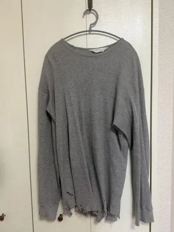 ANCELLEM DAMAGE WAFFLE CREW LS T-SHIRT
