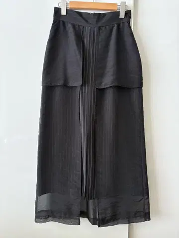 Ray BEAMS RBS 시어 레이어 스트라이프 스커트 블랙