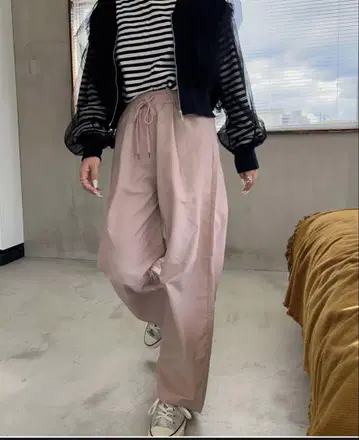 owndaily 나일론 커브 팬츠 핑크