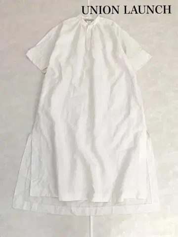 유니온 런치 프렌치 린넨 밴드 칼라 롱 원피스 론 헤르만