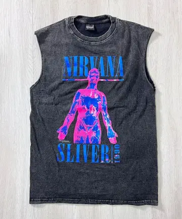 NIRVANA 탱크탑 슬리브리스 티셔츠 밴드 락 피그먼트