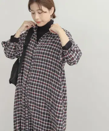어반 리서치 도어스 체크 플란넬 셔츠 원피스