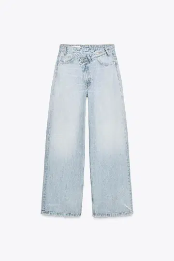 [ ZARA ] TRF 와이드 레그 크로스 웨이스트 하이웨스트 청바지