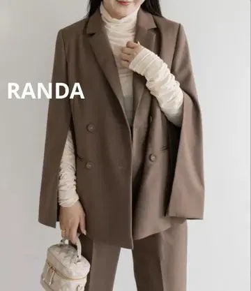 RANDA 2WAY 슬리브 더블 브레스트 자켓 브라운 1 새상품급