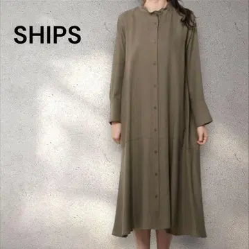 SHIPS 쉽스 올리브 그린 셔츠 원피스 긴팔