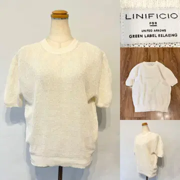 UNITED ARROWS LINIFICIO 린넨 반팔 니트 화이트 M