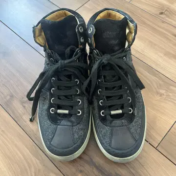 JIMMY CHOO 블랙 하이컷 스터드 스니커즈 25cm