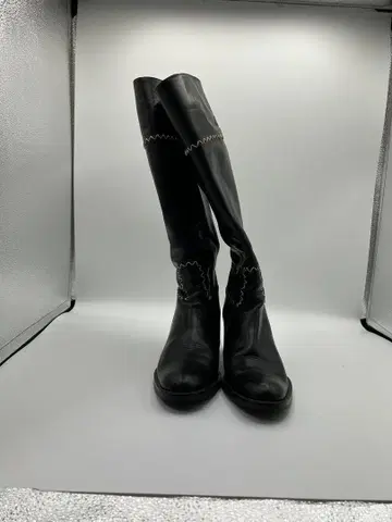 이탈리아제 블랙 가죽 롱 부츠 37