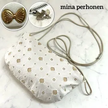 새상품급 mina perhonen 쿠페 백 실크 린넨 아네모네 자수