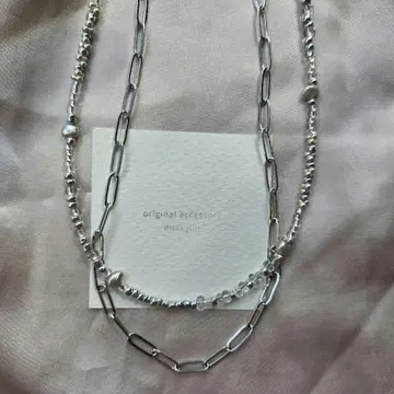 2연 silver necklace 'mix beads, pearl'