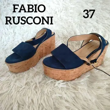 FABIO RUSCONI 통굽 스웨이드 코르크 웨지 샌들 37