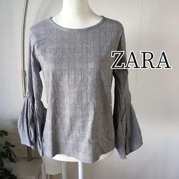 ZARA 글렌체크 상의 스트레치 플레어 볼륨 슬리브