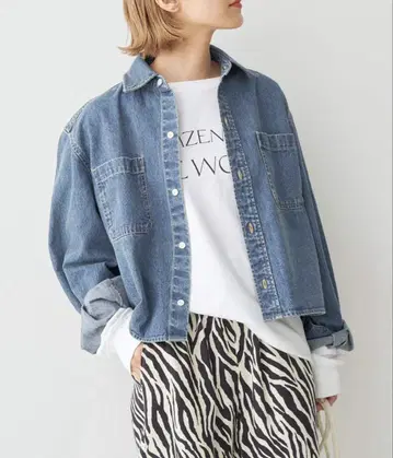 스픽 앤 스팬 숏 데님 셔츠
