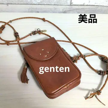 새상품급 genten 브라운 가죽 미니 숄더백 미니백 소품함
