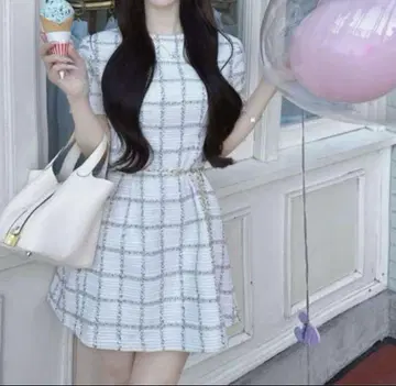 Lumignon 트위드 원피스 화이트 뤼미뇽