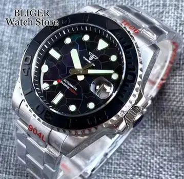 BLIGER 오토매틱 손목시계 블랙 스테인리스