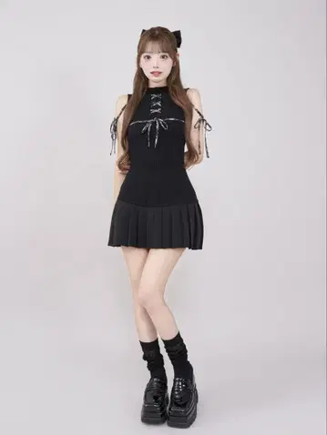 Darich 도킹 레이스업 미니 원피스