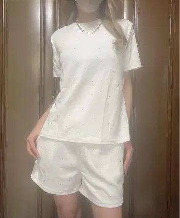 GYDA 갸루 한국 패션 라메 큐빅 셋업