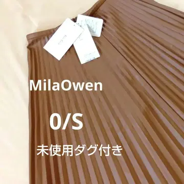 MilaOwen 미라오웬 페이크 레더 플리츠 맥시 스커트 0