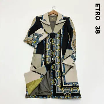 새상품급 ETRO 에트로 올 패턴 울 코트 38