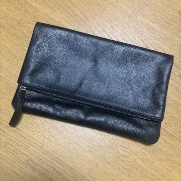 블랙 가죽 클러치백 지퍼