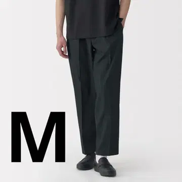 [미사용] 무인양품/신사 바람이 잘 통하는 턱 테이퍼드 팬츠/M/블랙