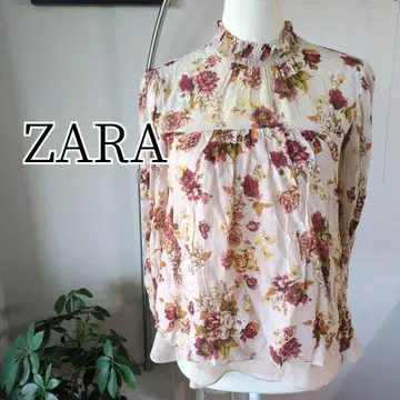 ZARA 자라 우먼 플라워 프린트 쉬폰 블라우스 모크넥