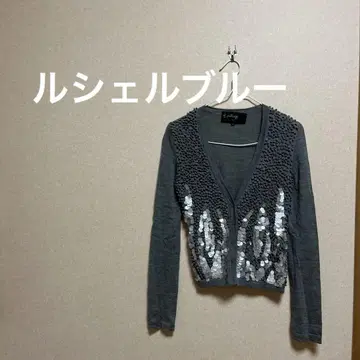 새상품급 르쉘블루 장식 V넥 가디건 38