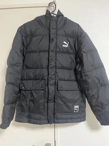 PUMA 후드 부착 블랙 다운 자켓