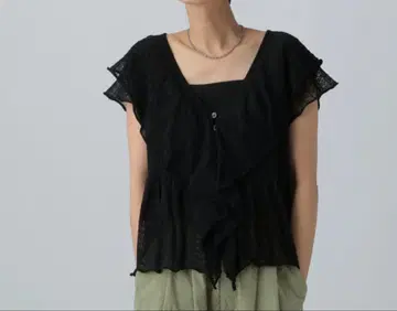 LEPSIM 14게이지 시어 프릴 프렌치 슬리브 풀오버