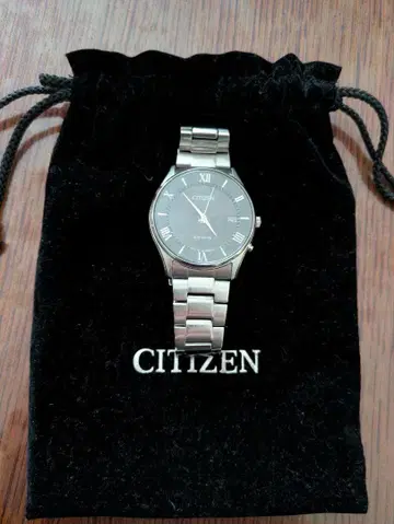 Citizen 손목시계 블랙 전파 시계 에코 드라이브