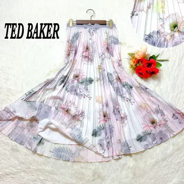 테드 베이커 TED BAKER 총 플리츠 롱 스커트 꽃무늬