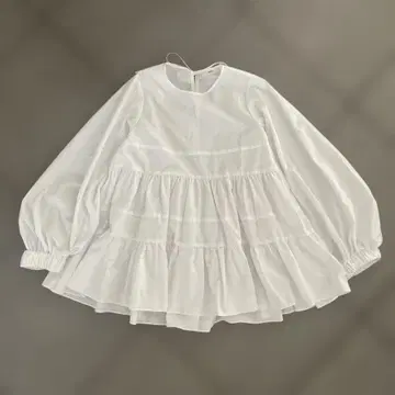 yori 화이트 프릴 티어드 블라우스 벌룬 슬리브