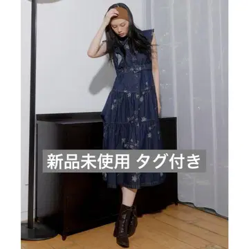 AND COUTURE 데님 플라워 자카드 원피스 앙데팡당