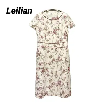 Leilian 레리앙 꽃무늬 원피스 반팔 7호 일본제 아이보리 고급