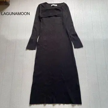 LAGUNAMOON 비대칭 넥 리브 니트 원피스 S