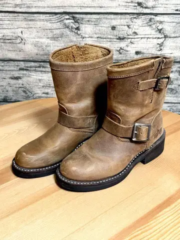 ALPHA INDUSTRIES 브라운 가죽 엔지니어 부츠 22cm
