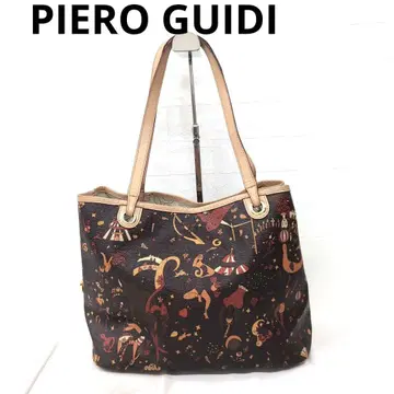 246 PIERO GUIDI 아트 패턴 토트백 다크 브라운