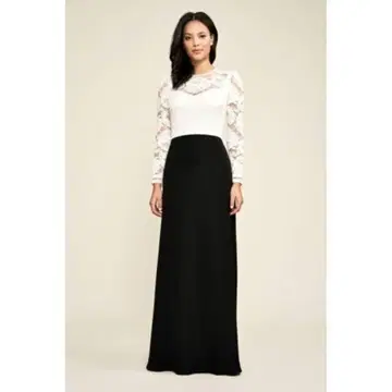 TADASHI SHOJI 타다시 쇼지 화이트 레이스 긴팔 맥시 드레스