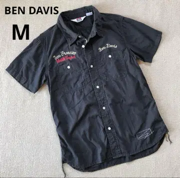 BEN DAVIS 벤 데이비스 자수 반팔 셔츠 블랙 M 사이즈