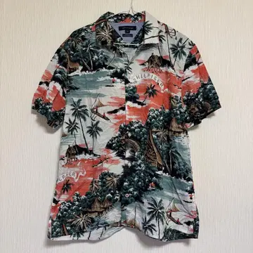 TOMMY HILFIGER 알로하 셔츠 올 패턴 셔츠 L/G 사이즈